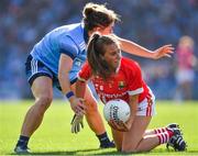 25 August 2019; Aisling Hutchings of Cork in action against Noelle Healy of Dublin during the TG4 All-Ireland Ladies Senior Football Championship Semi-Final match between Dublin and Cork at Croke Park in Dublin. Photo by Brendan Moran/Sportsfile