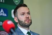 26 August 2019; Cork City Chairman Declan Carey during the first press conference of newly appointed Cork City Head Coach Neale Fenn at the Cork International Hotel in Cork. Photo by Piaras Ó Mídheach/Sportsfile
