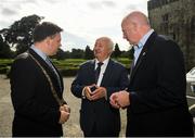 27 August 2019; Founder of the Remembrance Run Frank Greally, centre, speaks with Lord Mayor of Dublin Paul McAuliff and CEO of Athletics Ireland Hamish Adams at the Remembrance Run Launch 2019 at Phoenix Park in Dublin. Photo by Harry Murphy/Sportsfile