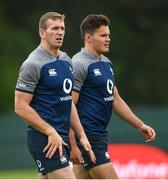 27 August 2019; Chris Farrell, left, and Jacob Stockdale during Ireland Rugby squad training at Carton House in Maynooth, Kildare. Photo by Ramsey Cardy/Sportsfile