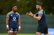 27 August 2019; Bundee Aki, left, and Robbie Henshaw during Ireland Rugby squad training at Carton House in Maynooth, Kildare. Photo by Ramsey Cardy/Sportsfile