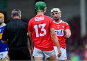24 August 2019; Tommy O’Connell of Cork remonstrates with referee Liam Gordon, after being sent off for a second yellow card offence, during the Bord Gáis Energy GAA Hurling All-Ireland U20 Championship Final match between Cork and Tipperary at LIT Gaelic Grounds in Limerick. Photo by Piaras Ó Mídheach/Sportsfile