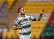27 August 2019; Aaron Greene of Shamrock Rovers reacts after failing to convert a chance during the SSE Airtricity League Premier Division match between Shamrock Rovers and Waterford United at Tallaght Stadium in Dublin. Photo by Seb Daly/Sportsfile