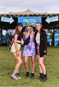30 August 2019; Festival-goers, from left, Sarah Conlon, Saoirse Austin and Erika Moran from Portarlington, Co. Laois, in attendance at the Electric Ireland Throwback Stage during day one of Electric Picnic 2019 at Stradbally in Laois. Nostalgia awaits! Electric Ireland’s Throwback Stage opens for a weekend of fun at Electric Picnic. Over 50,000 will descend on Stradbally for Electric Picnic, this weekend. This year, Electric Ireland’s Throwback Stage holds a weekend of nostalgic fun in store, including headliners Bonnie Tyler, N-Trance, Mr. Motivator and Lords of Strut. One of the most popular stages at the festival, Electric Ireland’s Throwback Stage has previously played host to pop legends B*witched, Johnny Logan, Heather Small, 5ive, S Club Party, Ace of Base, 2 Unlimited, The Vengaboys and Bananarama – to name a few. Share in the nostalgia of the Electric Ireland Throwback Stage, visit: www.twitter.com/ElectricIreland, www.facebook.com/ElectricIreland,  www.instagram.com/ElectricIreland. #ThrowbackThrowdown  Photo by Sam Barnes/Sportsfile