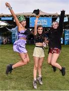 30 August 2019; Festival-goers, from left, Sarah Conlon, Saoirse Austin and Erika Moran from Portarlington, Co. Laois, in attendance at the Electric Ireland Throwback Stage during day three of Electric Picnic 2019 at Stradbally in Laois. Nostalgia awaits! Electric Ireland’s Throwback Stage opens for a weekend of fun at Electric Picnic. Over 50,000 will descend on Stradbally for Electric Picnic, this weekend. This year, Electric Ireland’s Throwback Stage holds a weekend of nostalgic fun in store, including headliners Bonnie Tyler, N-Trance, Mr. Motivator and Lords of Strut. One of the most popular stages at the festival, Electric Ireland’s Throwback Stage has previously played host to pop legends B*witched, Johnny Logan, Heather Small, 5ive, S Club Party, Ace of Base, 2 Unlimited, The Vengaboys and Bananarama – to name a few. Share in the nostalgia of the Electric Ireland Throwback Stage, visit: www.twitter.com/ElectricIreland, www.facebook.com/ElectricIreland,  www.instagram.com/ElectricIreland. #ThrowbackThrowdown  Photo by Sam Barnes/Sportsfile