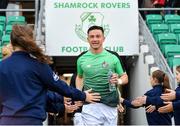 30 August 2019; Shamrock Rovers captain Ronan Finn leads his side out prior to their SSE Airtricity League Premier Division match against Bohemians at Tallaght Stadium in Dublin. Photo by Seb Daly/Sportsfile