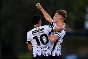30 August 2019; Daniel Cleary, right, of Dundalk celebrates after scoring his side's first goal with team-mate Jamie McGrath, 10, during the SSE Airtricity League Premier Division match between UCD and Dundalk at The UCD Bowl in Belfield, Dublin. Photo by Ben McShane/Sportsfile