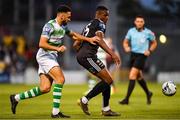 30 August 2019; Andre Wright of Bohemians in action against Roberto Lopes of Shamrock Rovers during the SSE Airtricity League Premier Division match between Shamrock Rovers and Bohemians at Tallaght Stadium in Dublin. Photo by Seb Daly/Sportsfile