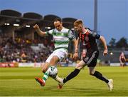 30 August 2019; Ross Tierney of Bohemians in action against Joey O'Brien of Shamrock Rovers during the SSE Airtricity League Premier Division match between Shamrock Rovers and Bohemians at Tallaght Stadium in Dublin. Photo by Seb Daly/Sportsfile