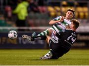 30 August 2019; Ronan Finn of Shamrock Rovers in action against Conor Levingston of Bohemians during the SSE Airtricity League Premier Division match between Shamrock Rovers and Bohemians at Tallaght Stadium in Dublin. Photo by Stephen McCarthy/Sportsfile