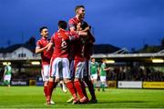 30 August 2019; Ronan Couglan of Sligo Rovers celebrates with team-mates after scoring his side's second goal during the SSE Airtricity League Premier Division match between Cork City and Sligo Rovers at Turners Cross in Cork. Photo by Eóin Noonan/Sportsfile