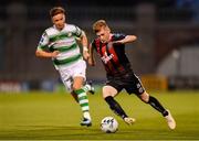 30 August 2019; Ross Tierney of Bohemians in action against Ronan Finn of Shamrock Rovers during the SSE Airtricity League Premier Division match between Shamrock Rovers and Bohemians at Tallaght Stadium in Dublin. Photo by Seb Daly/Sportsfile