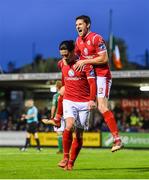 30 August 2019; Ronan Couglan of Sligo Rovers, left, celebrates with team-mate Daryl Fordyce after scoring his side's second goal during the SSE Airtricity League Premier Division match between Cork City and Sligo Rovers at Turners Cross in Cork. Photo by Eóin Noonan/Sportsfile