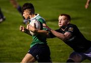 30 August 2019; Alan Kehoe of South East is tackled by Turlogh O’Brien of Metro during the Shane Horgan Cup Round 1 match between South East and Metro at Cill Dara RFC in Kildare. Photo by Ramsey Cardy/Sportsfile