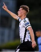 30 August 2019; Daniel Cleary of Dundalk celebrates after scoring his side's first goal during the SSE Airtricity League Premier Division match between UCD and Dundalk at The UCD Bowl in Belfield, Dublin. Photo by Ben McShane/Sportsfile