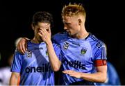 30 August 2019; UCD captain Liam Scales, right, consoles team-mate Evan Farrell following the SSE Airtricity League Premier Division match between UCD and Dundalk at The UCD Bowl in Belfield, Dublin. Photo by Ben McShane/Sportsfile