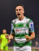 30 August 2019; Aaron McEneff of Shamrock Rovers celebrates following his side's victory during the SSE Airtricity League Premier Division match between Shamrock Rovers and Bohemians at Tallaght Stadium in Dublin. Photo by Seb Daly/Sportsfile