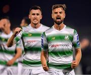 30 August 2019; Greg Bolger of Shamrock Rovers celebrates following his side's victory during the SSE Airtricity League Premier Division match between Shamrock Rovers and Bohemians at Tallaght Stadium in Dublin. Photo by Seb Daly/Sportsfile