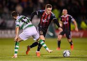 30 August 2019; Daniel Grant of Bohemians in action against Daniel Lafferty of Shamrock Rovers during the SSE Airtricity League Premier Division match between Shamrock Rovers and Bohemians at Tallaght Stadium in Dublin. Photo by Stephen McCarthy/Sportsfile