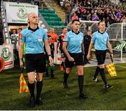30 August 2019; Referee Robert Hennessy, centre, with his assistants Allen Lynch and Dermot Broughton prior to the SSE Airtricity League Premier Division match between Shamrock Rovers and Bohemians at Tallaght Stadium in Dublin. Photo by Seb Daly/Sportsfile