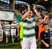 30 August 2019; Shamrock Rovers captain Ronan Finn leads his side out prior to the SSE Airtricity League Premier Division match between Shamrock Rovers and Bohemians at Tallaght Stadium in Dublin. Photo by Seb Daly/Sportsfile