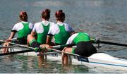 31 August 2019; Aifric Keogh, Eimear Lambe, Tara Hanlon and Emily Hegarty of Ireland competing in the Women's Four B Final during the FISA World Rowing Championships 2019 in Linz, Austria. Photo by Andreas Pranter/Gepa Pictures/Sportsfile