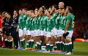 31 August 2019; The Ireland team sing Ireland's Call prior to the Under Armour Summer Series 2019 match between Wales and Ireland at the Principality Stadium in Cardiff, Wales. Photo by Brendan Moran/Sportsfile