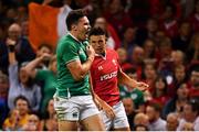 31 August 2019; Jacob Stockdale of Ireland celebrates after scoring his side's first try during the Under Armour Summer Series 2019 match between Wales and Ireland at the Principality Stadium in Cardiff, Wales. Photo by Brendan Moran/Sportsfile