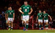 31 August 2019; Jacob Stockdale of Ireland celebrates after scoring his side's second try with team-mate Will Addison during the Under Armour Summer Series 2019 match between Wales and Ireland at the Principality Stadium in Cardiff, Wales. Photo by David Fitzgerald/Sportsfile