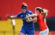 31 August 2019; Lindsay Peat of Leinster is tackled by Nicole Cronin of Munster during the Women’s Interprovincial Championship match between Munster and Leinster at Irish Independent Park in Cork. Photo by Ramsey Cardy/Sportsfile