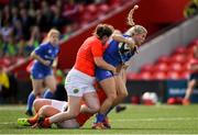31 August 2019; Ailsa Hughes of Leinster is tackled by Roisin Ormond of Munster during the Women’s Interprovincial Championship match between Munster and Leinster at Irish Independent Park in Cork. Photo by Ramsey Cardy/Sportsfile