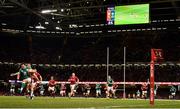 31 August 2019; Jacob Stockdale of Ireland runs in to score his side's second try during the Under Armour Summer Series 2019 match between Wales and Ireland at the Principality Stadium in Cardiff, Wales. Photo by Brendan Moran/Sportsfile