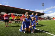 31 August 2019; Leinster captain Sene Naoupu with the matchday mascots ahead of the Women’s Interprovincial Championship match between Munster and Leinster at Irish Independent Park in Cork. Photo by Ramsey Cardy/Sportsfile