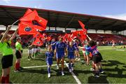 31 August 2019; Leinster captain Sene Naoupu leads her side out ahead of the Women’s Interprovincial Championship match between Munster and Leinster at Irish Independent Park in Cork. Photo by Ramsey Cardy/Sportsfile