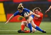 31 August 2019; Grace Miller of Leinster is tackled by Niamh Kavanagh of Munster during the Women’s Interprovincial Championship match between Munster and Leinster at Irish Independent Park in Cork. Photo by Ramsey Cardy/Sportsfile