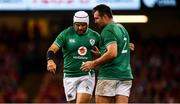31 August 2019; Niall Scannell of Ireland speaks with his substitute replacement Rory Best as he leaves the pitch during the Under Armour Summer Series 2019 match between Wales and Ireland at the Principality Stadium in Cardiff, Wales. Photo by David Fitzgerald/Sportsfile