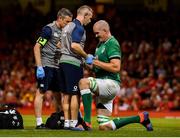 31 August 2019; Devin Toner of Ireland is attended to by team doctor Dr. Ciaran Cosgrave during the Under Armour Summer Series 2019 match between Wales and Ireland at the Principality Stadium in Cardiff, Wales. Photo by Brendan Moran/Sportsfile