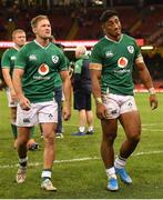 31 August 2019; Bundee Aki, right, and Kieran Marmion of Ireland leave the pitch following the Under Armour Summer Series 2019 match between Wales and Ireland at the Principality Stadium in Cardiff, Wales. Photo by David Fitzgerald/Sportsfile