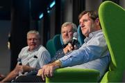 31 August 2019; Former Dublin footballer Kevin Moran with former Kerry footballer Eoin 'Bomber' Liston and former Offaly footballer Richie Connor during a GPA Football Legends Lunch at Croke Park in Dublin. Photo by Matt Browne/Sportsfile