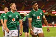 31 August 2019; Bundee Aki, right, and Kieran Marmion of Ireland leave the pitch following the Under Armour Summer Series 2019 match between Wales and Ireland at the Principality Stadium in Cardiff, Wales. Photo by David Fitzgerald/Sportsfile