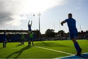 31 August 2019; Leinster players warm-up with a line-out prior to the The Celtic Cup Round 2 match between Leinster A and Scarlets A at Energia Park in Donnybrook, Dublin. Photo by Harry Murphy/Sportsfile