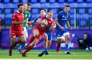 31 August 2019; Efan Jones of Scarlets is tackled by Paddy Patterson of Leinster during the The Celtic Cup Round 2 match between Leinster A and Scarlets A at Energia Park in Donnybrook, Dublin. Photo by Harry Murphy/Sportsfile