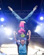 31 August 2019; Lords of Strut perform at the Electric Ireland Throwback Stage during day two of Electric Picnic 2019 at Stradbally in Laois. Acrobatic Dance Duo ‘Lords of Strut’ dance their way onto Electric Ireland’s Throwback Stage. Dance and comedy duo Lords of Strut have brought their retro dance moves to Electric Ireland’s Throwback Stage. Fan favourites of the hit ITV show ‘Britain’s Got Talent’, Lords of Strut brought they’re unique combination of dance, comedy and circus performance to Stradbally. The Throwback Stage is in full flow with headliners 90s dance legends N-Trance set to close the stage tomorrow night. One of the most popular stages at the festival, Electric Ireland’s Throwback Stage has previously played host to pop legends B*witched, Johnny Logan, Heather Small, 5ive, S Club Party, Ace of Base, 2 Unlimited, The Vengaboys and Bananarama – to name a few. Share in the nostalgia of the Electric Ireland Throwback Stage, visit: www.twitter.com/ElectricIreland, www.facebook.com/ElectricIreland, www.instagram.com/ElectricIreland.  #ThrowbackThrowdown. Photo by Sam Barnes/Sportsfile