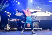 31 August 2019; Lords of Strut perform at the Electric Ireland Throwback Stage during day two of Electric Picnic 2019 at Stradbally in Laois. Acrobatic Dance Duo ‘Lords of Strut’ dance their way onto Electric Ireland’s Throwback Stage. Dance and comedy duo Lords of Strut have brought their retro dance moves to Electric Ireland’s Throwback Stage. Fan favourites of the hit ITV show ‘Britain’s Got Talent’, Lords of Strut brought they’re unique combination of dance, comedy and circus performance to Stradbally. The Throwback Stage is in full flow with headliners 90s dance legends N-Trance set to close the stage tomorrow night. One of the most popular stages at the festival, Electric Ireland’s Throwback Stage has previously played host to pop legends B*witched, Johnny Logan, Heather Small, 5ive, S Club Party, Ace of Base, 2 Unlimited, The Vengaboys and Bananarama – to name a few. Share in the nostalgia of the Electric Ireland Throwback Stage, visit: www.twitter.com/ElectricIreland, www.facebook.com/ElectricIreland, www.instagram.com/ElectricIreland.  #ThrowbackThrowdown. Photo by Sam Barnes/Sportsfile