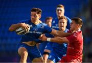 31 August 2019; Hugo Keenan of Leinster is tackled by Ioan Hughes of Scarlets during the The Celtic Cup Round 2 match between Leinster A and Scarlets A at Energia Park in Donnybrook, Dublin. Photo by Harry Murphy/Sportsfile