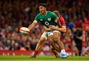 31 August 2019; Bundee Aki of Ireland is tackled by James Davies of Wales during the Under Armour Summer Series 2019 match between Wales and Ireland at the Principality Stadium in Cardiff, Wales. Photo by Brendan Moran/Sportsfile
