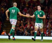 31 August 2019; Devin Toner of Ireland comes on to replace team-mat eJames Ryan during the Under Armour Summer Series 2019 match between Wales and Ireland at the Principality Stadium in Cardiff, Wales. Photo by Brendan Moran/Sportsfile
