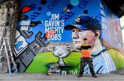 1 September 2019; Ruairí O'Byrne of featurewalls.ie before putting the finishing touches to a mural in Ballybough close to Croke Park before the GAA Football All-Ireland Senior Championship Final match between Dublin and Kerry at Croke Park in Dublin. Photo by Piaras Ó Mídheach/Sportsfile