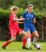 1 September 2019; Ciara Smith of TEK United in action against Amanda Parks of Wilton United during the FAI Women’s Intermediate Cup Final match between Wilton United and TEK United at St Kevin’s FC, Newhill Park in Two Mile Borris, Tipperary. Photo by Michael P Ryan/Sportsfile