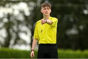 1 September 2019; Referee Thomas Joyce during the FAI Women’s Intermediate Cup Final match between Wilton United and TEK United at St Kevin’s FC, Newhill Park in Two Mile Borris, Tipperary. Photo by Michael P Ryan/Sportsfile